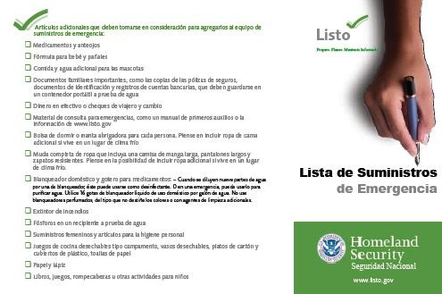 Emergency Check list Spanish