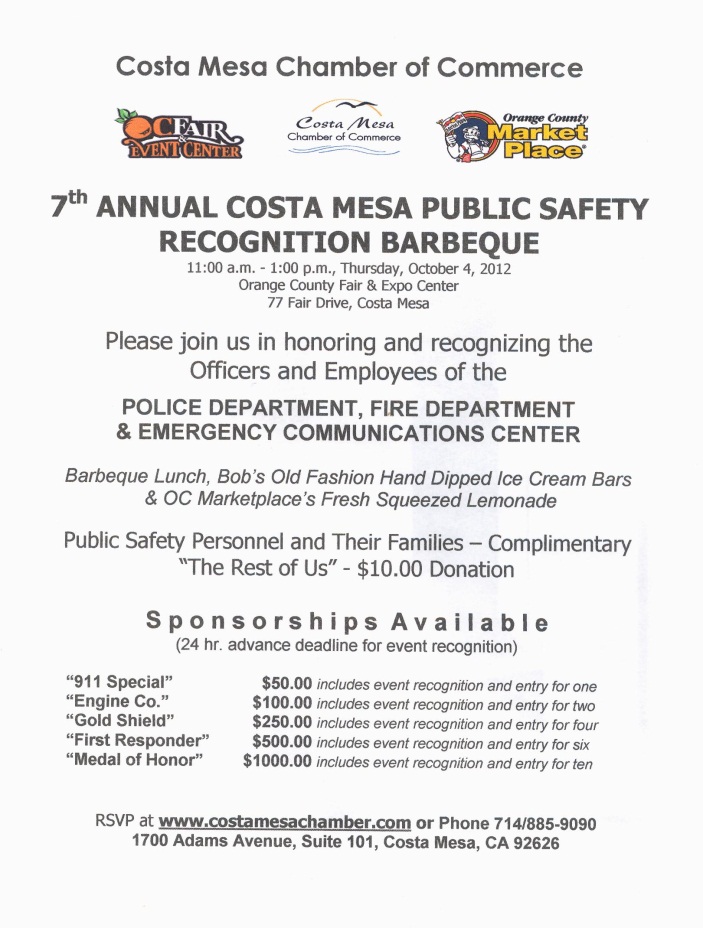 7th Annual Costa Mesa Public Safety Recognition BBQ