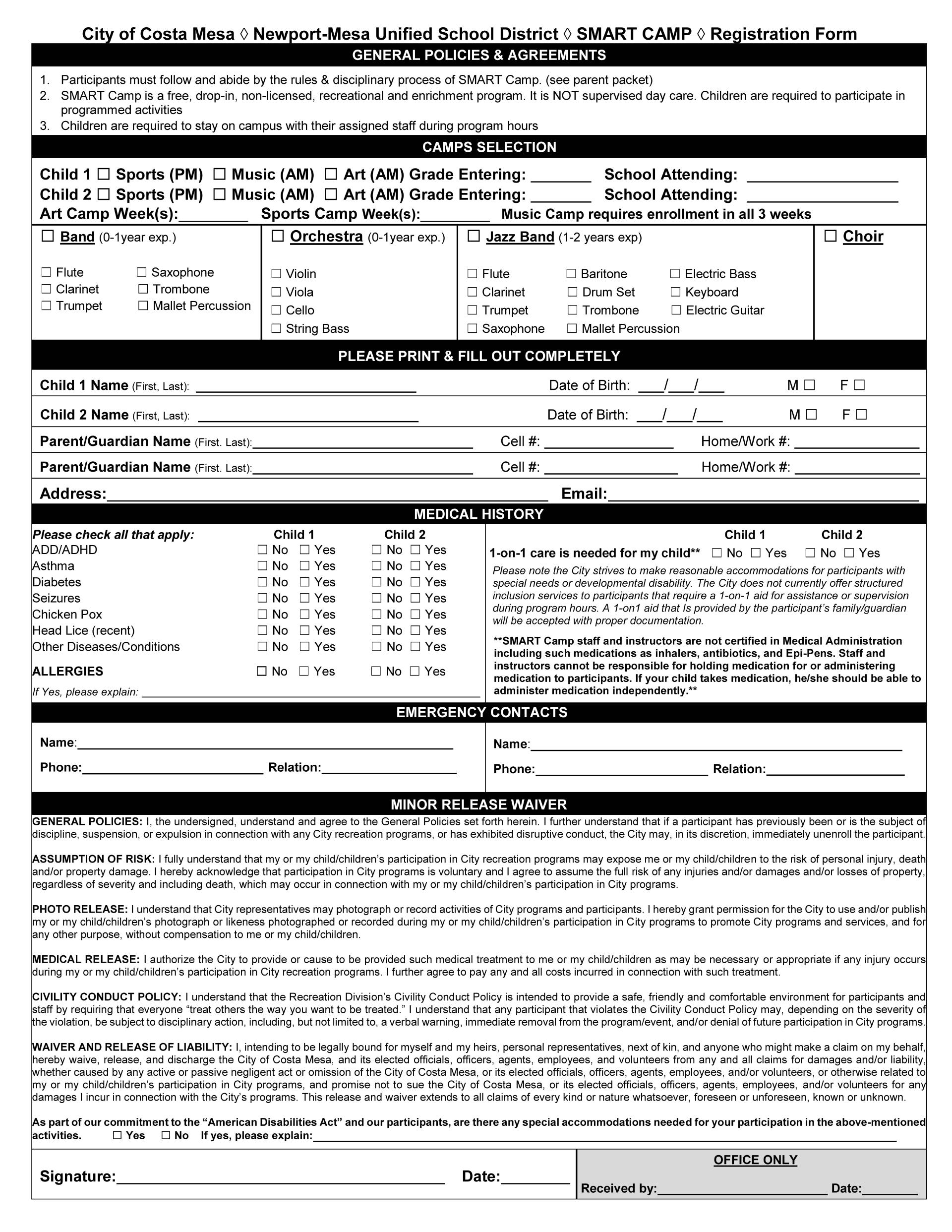 SMART Camp registration form 2024