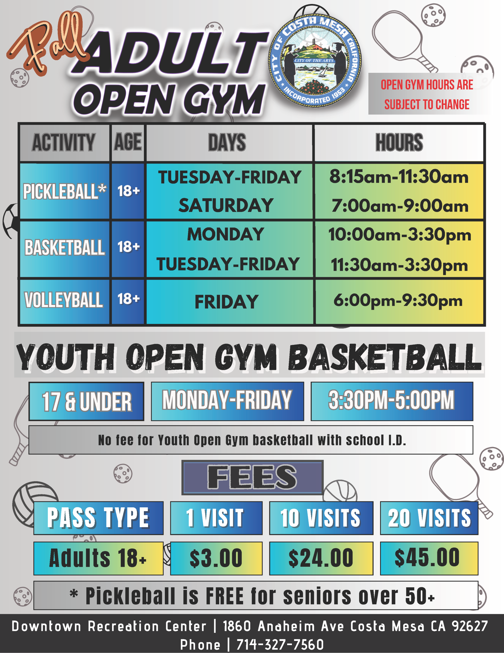 Fall open gym flyer 2024