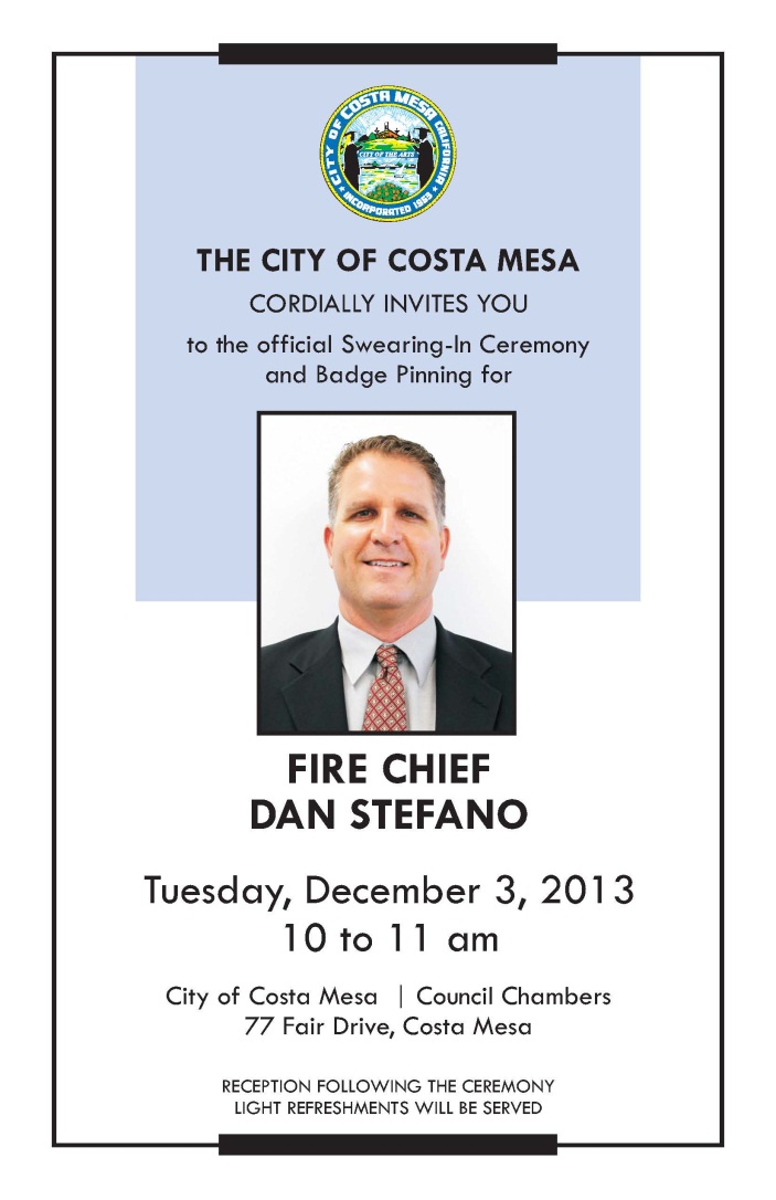 Swearing in of Fire Chief Dan Stefano