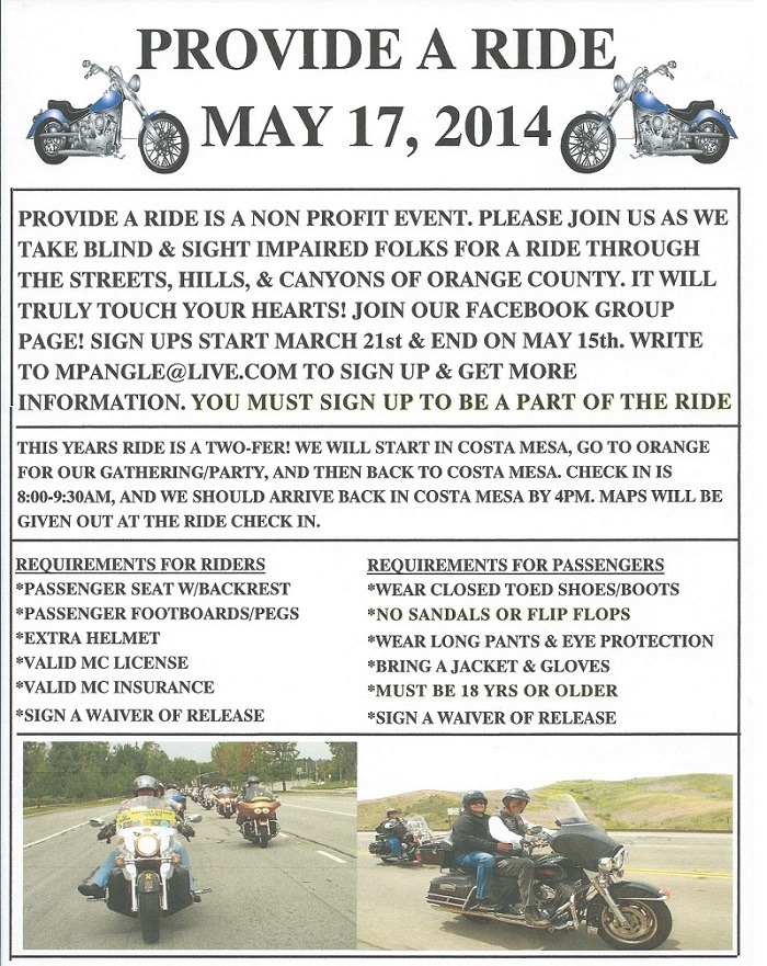 Provide a Ride Motorcycle ride for the visually impaired 2014